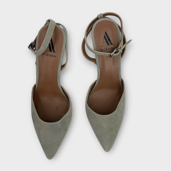 Ava & Aiden Suede Ankle Strap Heels in Grey Women’s Size 8.5 - Picture 2 of 8